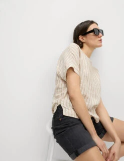 Pure Linen Striped Relaxed T-Shirt 17 Pure Linen Striped Relaxed T-Shirt -M&S Pure Linen Striped Relaxed T Shirt 2