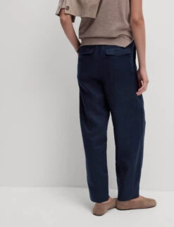 Pure Linen Tapered Trousers -M&S Pure Linen Tapered Trousers 3