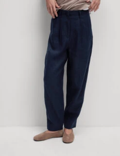 Pure Linen Tapered Trousers -M&S Pure Linen Tapered Trousers 4