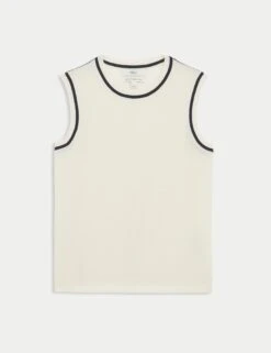 Pure Merino Wool Tipped Detail Knitted Vest -M&S Pure Merino Wool Tipped Detail Knitted Vest 1
