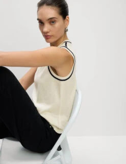 Pure Merino Wool Tipped Detail Knitted Vest -M&S Pure Merino Wool Tipped Detail Knitted Vest 2