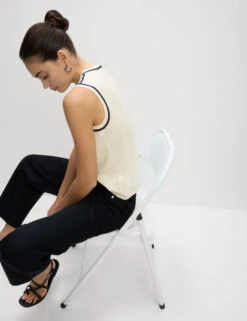 Pure Merino Wool Tipped Detail Knitted Vest -M&S Pure Merino Wool Tipped Detail Knitted Vest 4