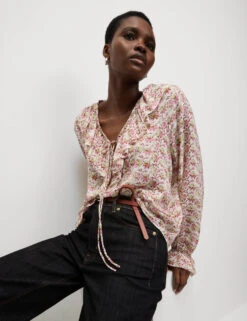 Pure Modal Floral Ruffle Blouse 15 Pure Modal Floral Ruffle Blouse -M&S Pure Modal Floral Ruffle Blouse 2