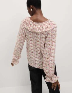 Pure Modal Floral Ruffle Blouse 16 Pure Modal Floral Ruffle Blouse -M&S Pure Modal Floral Ruffle Blouse 3