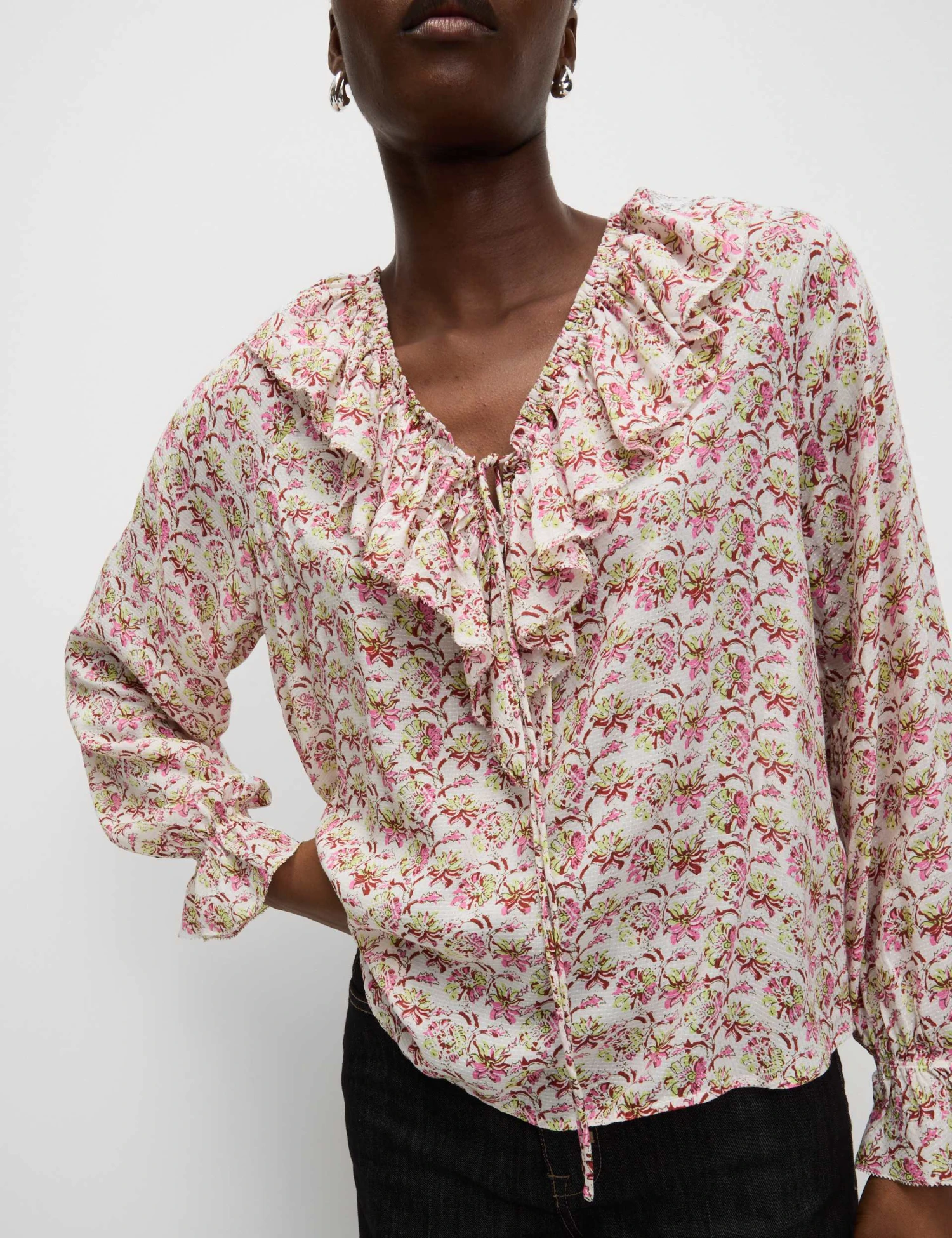 Pure Modal Floral Ruffle Blouse 7 Pure Modal Floral Ruffle Blouse - Image 5