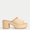 Raffia Woven Platform Peep Toe Mules -M&S Raffia Woven Platform Peep Toe Mules