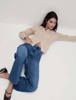 Ribbed Crew Neck Cardigan -M&S Ribbed Crew Neck Cardigan 2