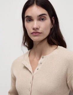 Ribbed Crew Neck Cardigan