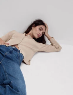 Ribbed Crew Neck Cardigan -M&S Ribbed Crew Neck Cardigan 5