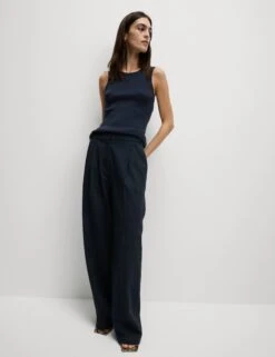 Ribbed Crew Neck Fitted Knitted Vest -M&S Ribbed Crew Neck Fitted Knitted Vest 2