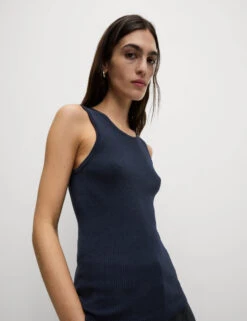 Ribbed Crew Neck Fitted Knitted Vest -M&S Ribbed Crew Neck Fitted Knitted Vest 5