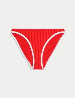 M&S -M&S Ribbed Tipped High Leg Bikini Bottoms 1