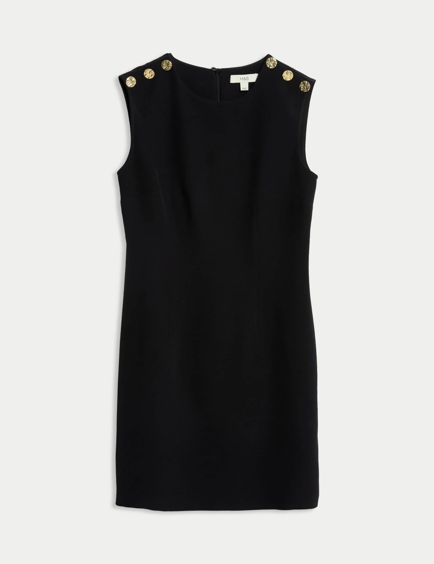 Round Neck Button Detail Mini Shift Dress 4 Round Neck Button Detail Mini Shift Dress - Image 2