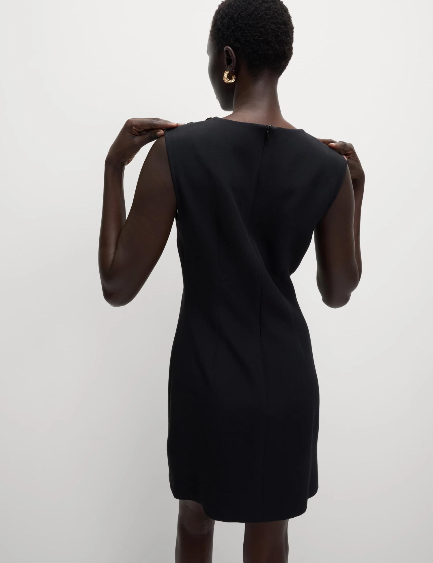 Round Neck Button Detail Mini Shift Dress 6 Round Neck Button Detail Mini Shift Dress - Image 4