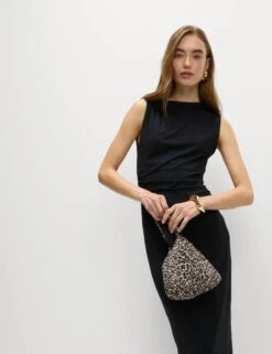 Round Neck Ruched Midi Bodycon Dress -M&S Round Neck Ruched Midi Bodycon Dress 4