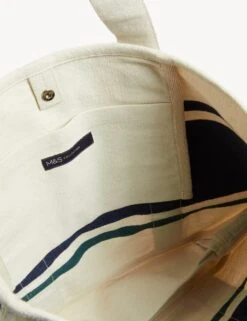 Canvas Striped Tote Bag -M&S SD 01 T01 1120Z E4 X EC 2