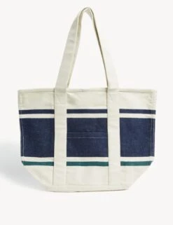 Canvas Striped Tote Bag -M&S SD 01 T01 1120Z E4 X EC 3