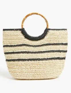 Straw Bamboo Handle Tote Bag -M&S SD 01 T01 1124Z V0 X EC 3