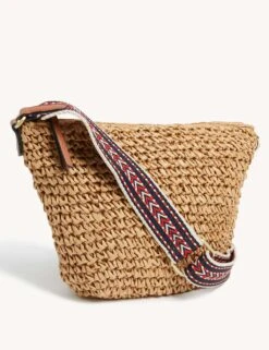 Straw Sling Cross Body Bag