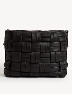 Leather Woven Top Handle Cross Body Bag -M&S SD 01 T01 2060E Y0 X EC 3