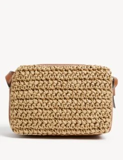 Straw Cross Body Camera Bag -M&S SD 01 T01 2090Y V0 X EC 3