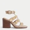 Suede Studded Block Heel Gladiator Sandals -M&S SD 01 T02 2102A SK X EC 0