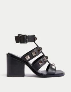 Leather Block Heel Gladiator Sandals