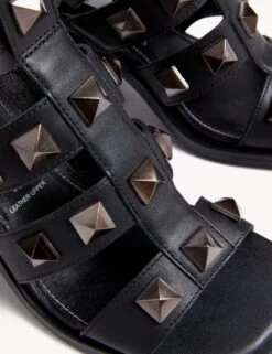 Leather Block Heel Gladiator Sandals -M&S SD 01 T02 2102 Y0 X EC 1