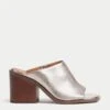 Leather Block Heel Open Toe Mules 2 Leather Block Heel Open Toe Mules -M&S SD 01 T02 2103 WL X EC 0
