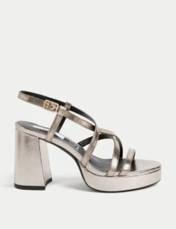 Metallic Strappy Platform Sandals