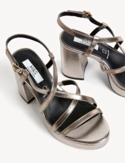 Metallic Strappy Platform Sandals 7 Metallic Strappy Platform Sandals -M&S SD 01 T02 2105 PM X EC 1