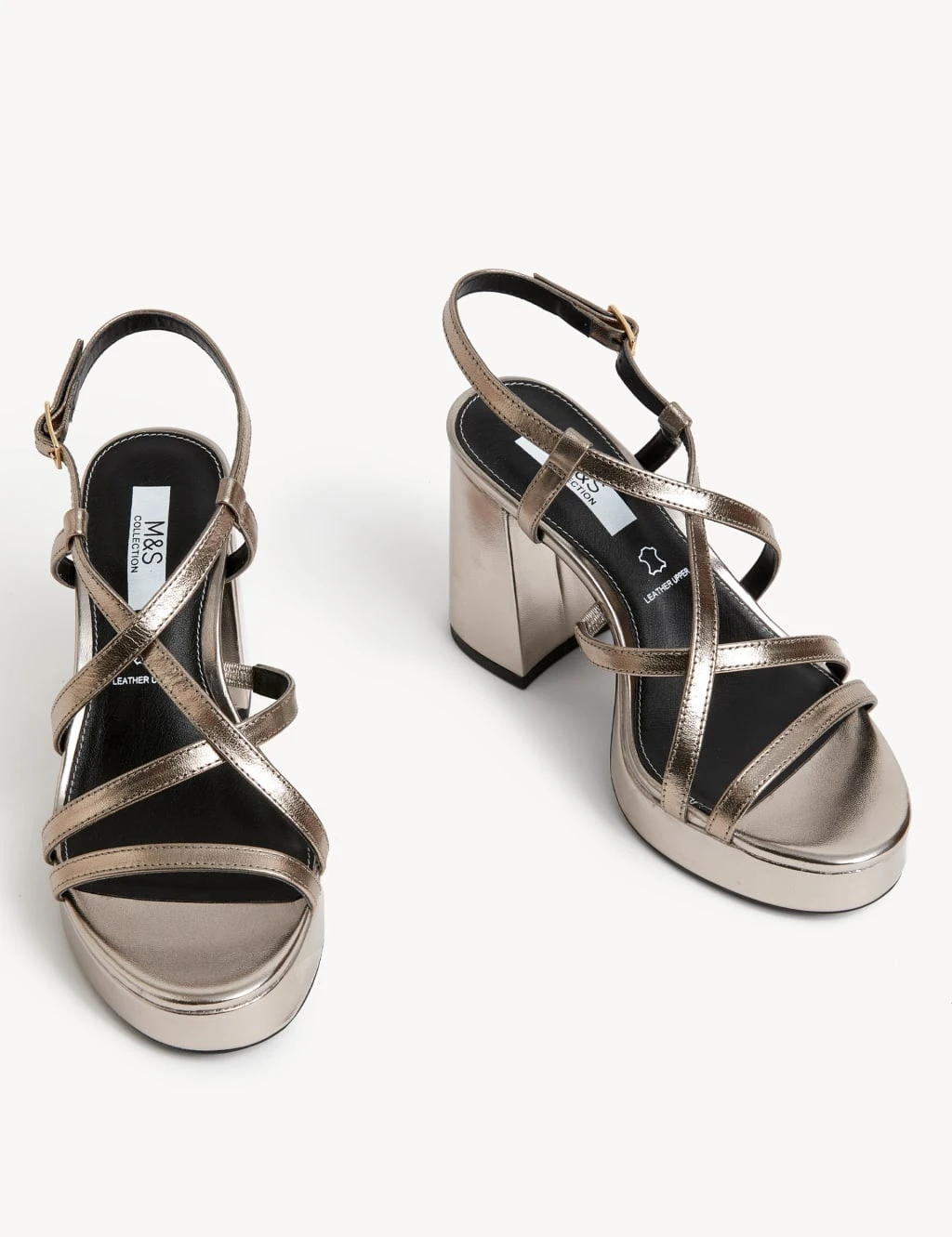 Metallic Strappy Platform Sandals 4 Metallic Strappy Platform Sandals - Image 2