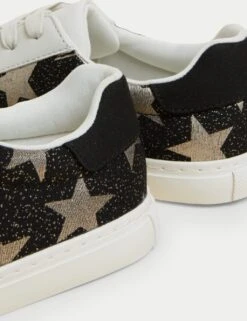 Lace Up Star Print Trainers -M&S SD 01 T02 2200B Y4 X EC 1