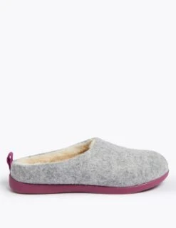 Felt Mule Slippers With Secret Support