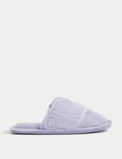 Faux Fur Cuff Mule Slippers