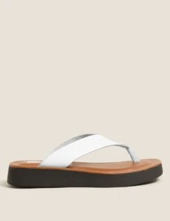 Leather Flatform Flip Flops