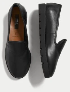 Leather Slip On Flat Pumps -M&S SD 01 T02 4603F Y0 X EC 1