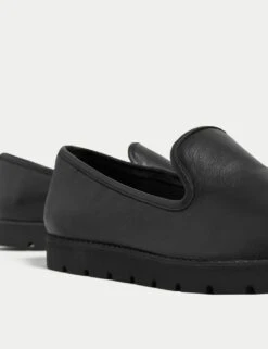 Leather Slip On Flat Pumps -M&S SD 01 T02 4603F Y0 X EC 3