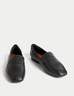 Wide Fit Leather Square Toe Flat Loafers 6 Wide Fit Leather Square Toe Flat Loafers -M&S SD 01 T02 4962W Y0 X EC 90