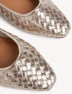 Leather Flat Ballet Pumps -M&S SD 01 T02 4975 WL X EC 1