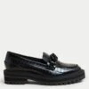 Leather Croc Block Heel Square Toe Loafers -M&S SD 01 T02 4985B Y0 X EC 0