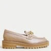 Leather Chain Detail Block Heel Loafers -M&S SD 01 T02 4985 M0 X EC 0