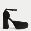 Suede Ankle Strap Platform Square Toe Heels -M&S SD 01 T02 4989A Y0 X EC 0