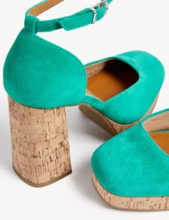 Suede Ankle Strap Platform Court Shoes -M&S SD 01 T02 4989B J2 X EC 1