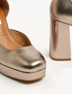 Leather Ankle Strap Platform Court Shoes -M&S SD 01 T02 4989 EB X EC 1