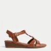 Wide Fit Leather Wedge Sandals -M&S SD 01 T02 5050W VS X EC 0