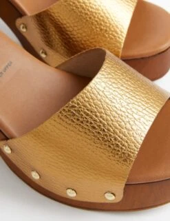 Leather Studded Buckle Platform Clogs 8 Leather Studded Buckle Platform Clogs -M&S SD 01 T02 5061 VK X EC 1