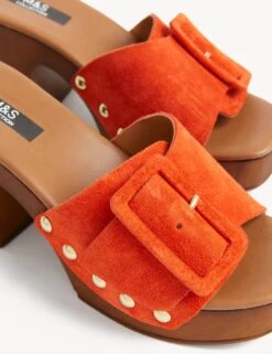 Suede Studded Buckle Clogs -M&S SD 01 T02 5062A P0 X EC 1