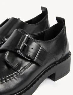 Leather Buckle Block Heel Brogues -M&S SD 01 T02 5203 Y0 X EC 1