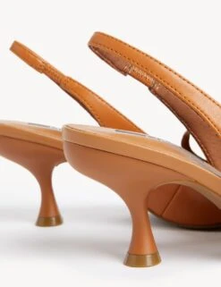 Leather Kitten Heel Pointed Slingback Shoes -M&S SD 01 T02 5213 S9 X EC 1